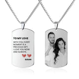 Custom Name&Photo Necklace, Personalized Pictures&Name on Necklace for lovers or Gifts for Father, Couple Gifts+ Customized Gift Box, Stainless Steel