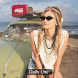 oval black gold sunglasses black lenses non-polarized PC frame metal temples daily commuting casual driving