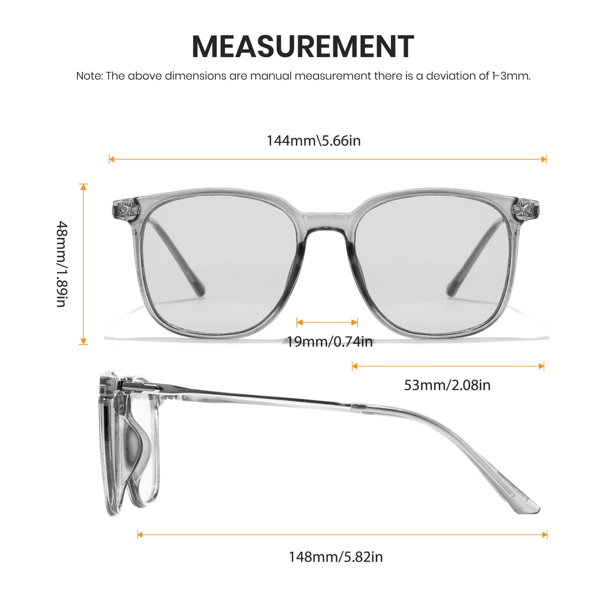 Grey Square Sunglasses- 1353