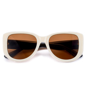 1342 womens oversized square beige sunglasses brown lenses korean minimalist style non-polarized AC lens