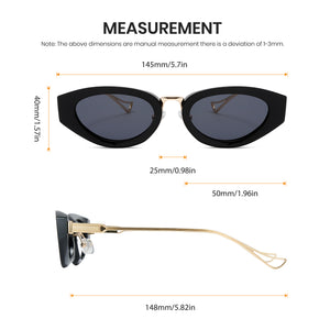 oval black gold sunglasses black lenses non-polarized PC frame metal temples daily commuting casual driving