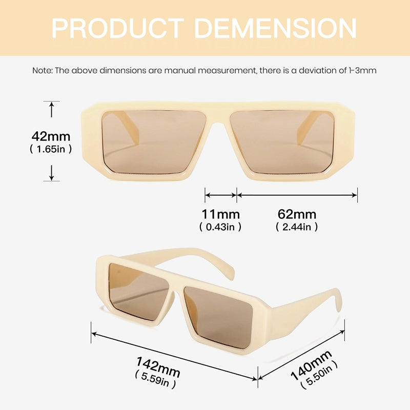 Cydays Trendy Square and Rectangle Sunglasses Cool Women UV 400 Protection Shades Designer Style