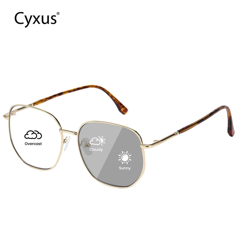 Cyxus Blue Light Blocking Photochromic Lens Large Frame Glasses 8261 メイン画像