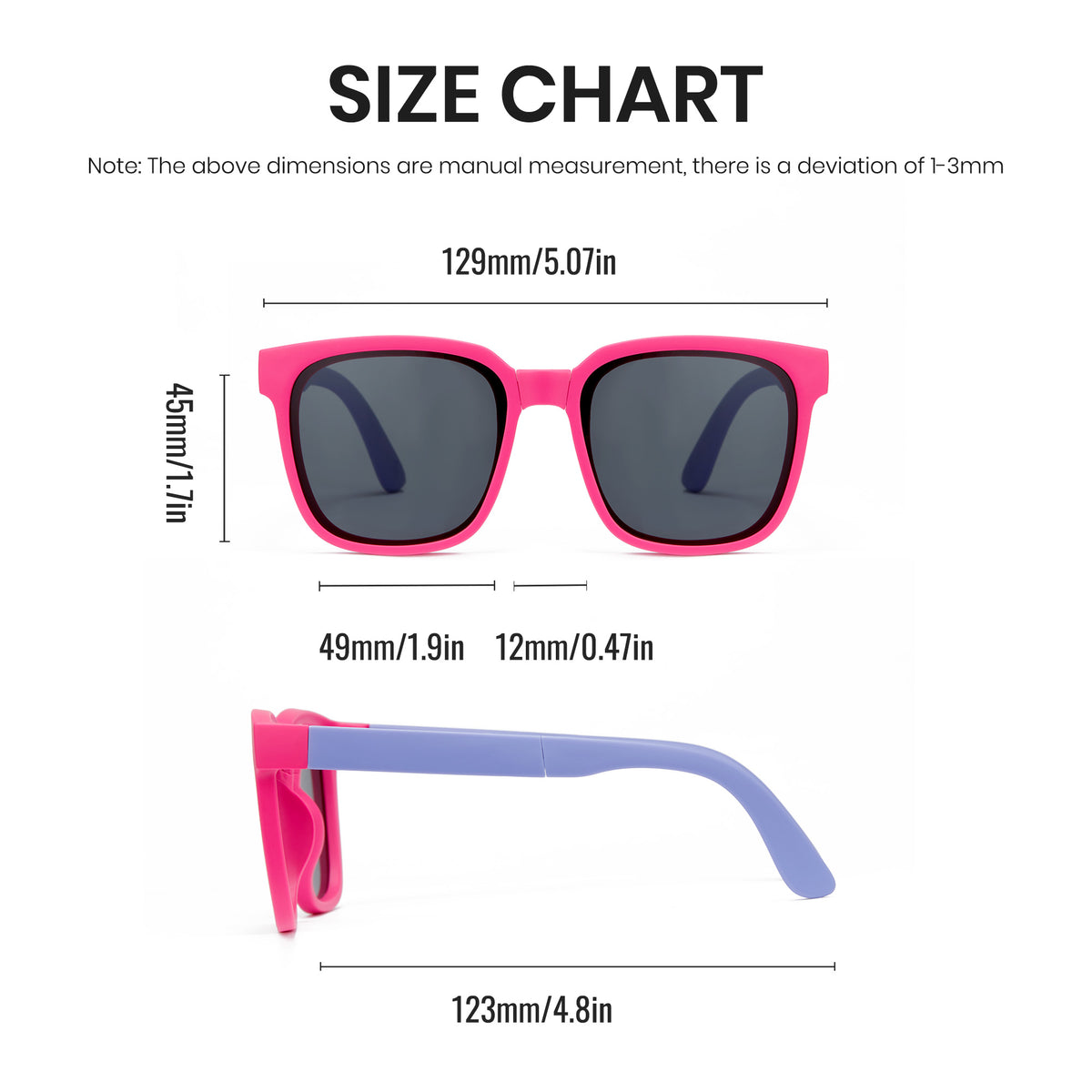 Colorful children's foldable TPEE lens TAC frame polarized sunglasses size