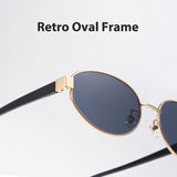 Sunglasses with retro oval frame on a light gray background
