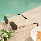 Oval Gold Sunglasses - 1362