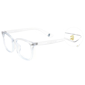 Clear rectangle blue light glasses, white lens, lightweight PC frame, minimalist computer eyewear
