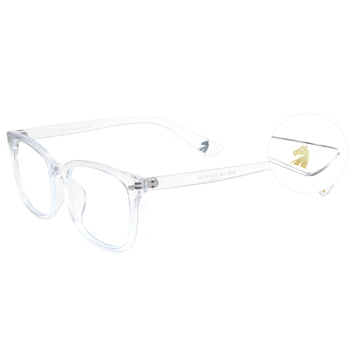 Clear rectangle blue light glasses, white lens, lightweight PC frame, minimalist computer eyewear