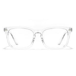 Clear rectangle blue light glasses, white lens, lightweight PC frame, minimalist computer eyewear