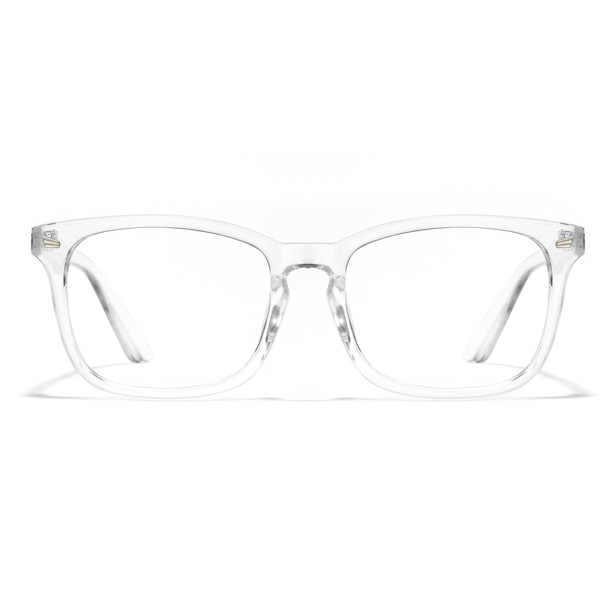 Clear rectangle blue light glasses, white lens, lightweight PC frame, minimalist computer eyewear