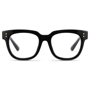 Black Vintage Square Thick Frame Thick Temple Blue Light Glasses