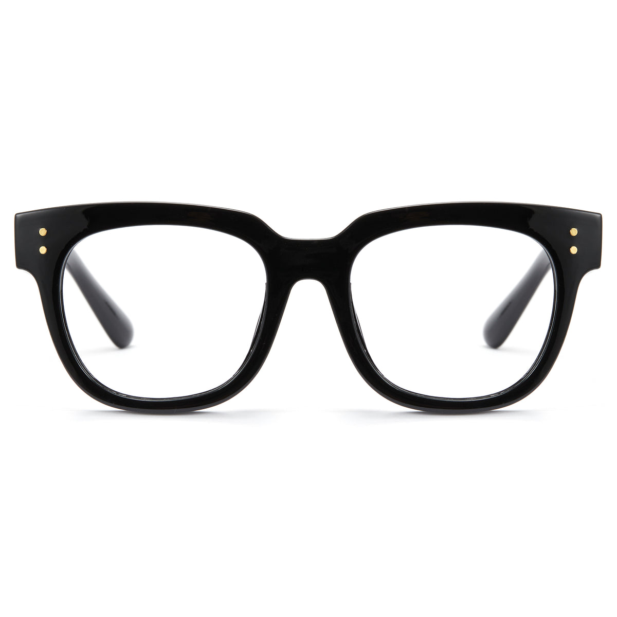 Black Vintage Square Thick Frame Thick Temple Blue Light Glasses