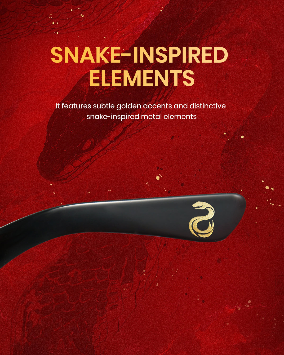 Cyxus 25 Snake Year Limited Edition Square Anti-Plue Glase Glases PC Material Resinens Lruces Frame Black Frame New Year Homes for Moission and Friends Insisex