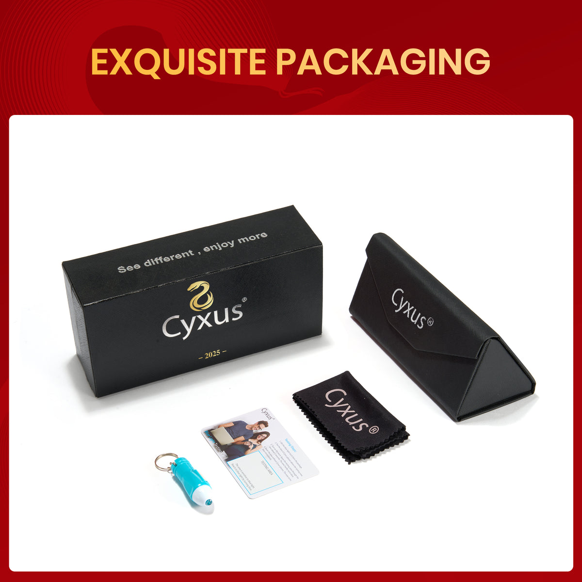 Cyxus 25 Snake Year Limited Edition Square Anti-Plue Glase Glases PC Material Resinens Lruces Frame Black Frame New Year Homes for Moission and Friends Insisex