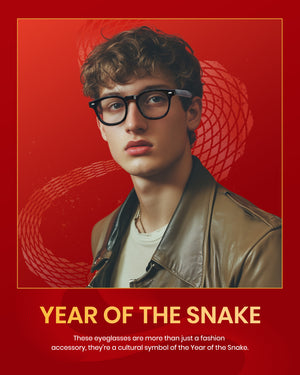Cyxus 25 Snake Year Limited Edition Anti-Blue Light Glasses Material Material Bright Black Frame New Year Gift for Mostral and Friends Usisex-8155T01-S