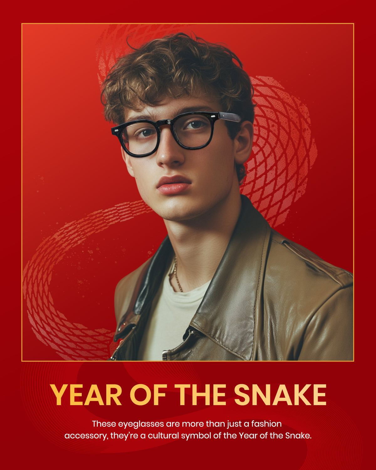 Cyxus 25 Snake Year Limited Edition Anti-Blue Light Glasses Material Material Bright Black Frame New Year Gift for Mostral and Friends Usisex-8155T01-S