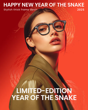 Cyxus 25 Snake Year Limited Edition Anti-Blue Light Glasses Material Material Bright Black Frame New Year Gift for Mostral and Friends Usisex-8155T01-S