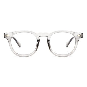 Crystal Gray Vintage Small Oval Thick Frame Thick Temple Blue Light Glasses