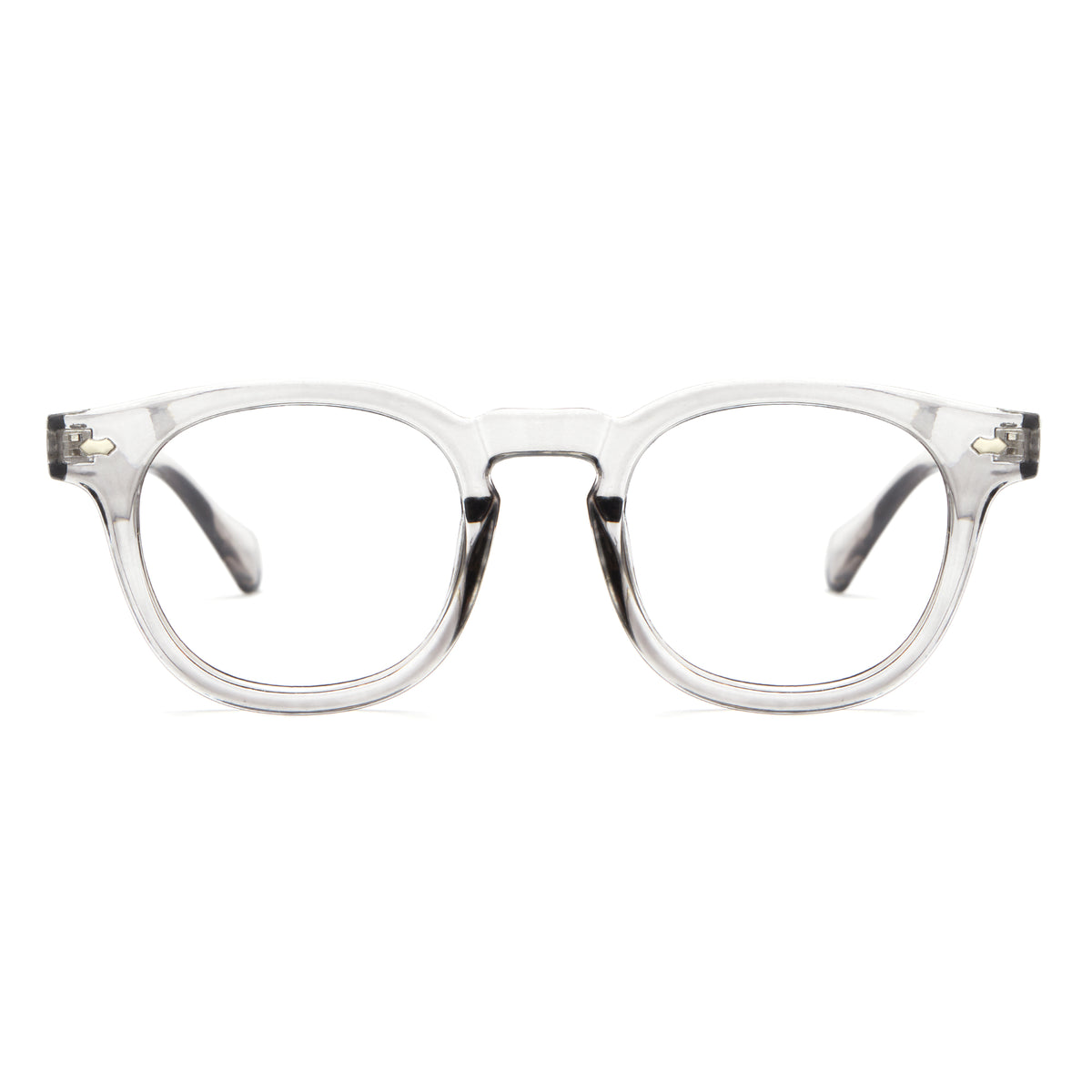 Crystal Gray Vintage Small Oval Thick Frame Thick Temple Blue Light Glasses