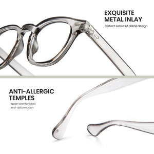 EXQUISITEMETAL INLAY:Perfect sense of detail design.ANTI-ALLERGIC.TEMPLES:wear-comfortable Anti-deformation