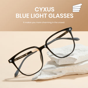 Cyxus خفيفة الوزن الأزرق ضوء الحظر نظارات المعادن TR90 مستطيل مع حماية مضادة للوهج للعين للنساء والرجال 8159T01 الجناح