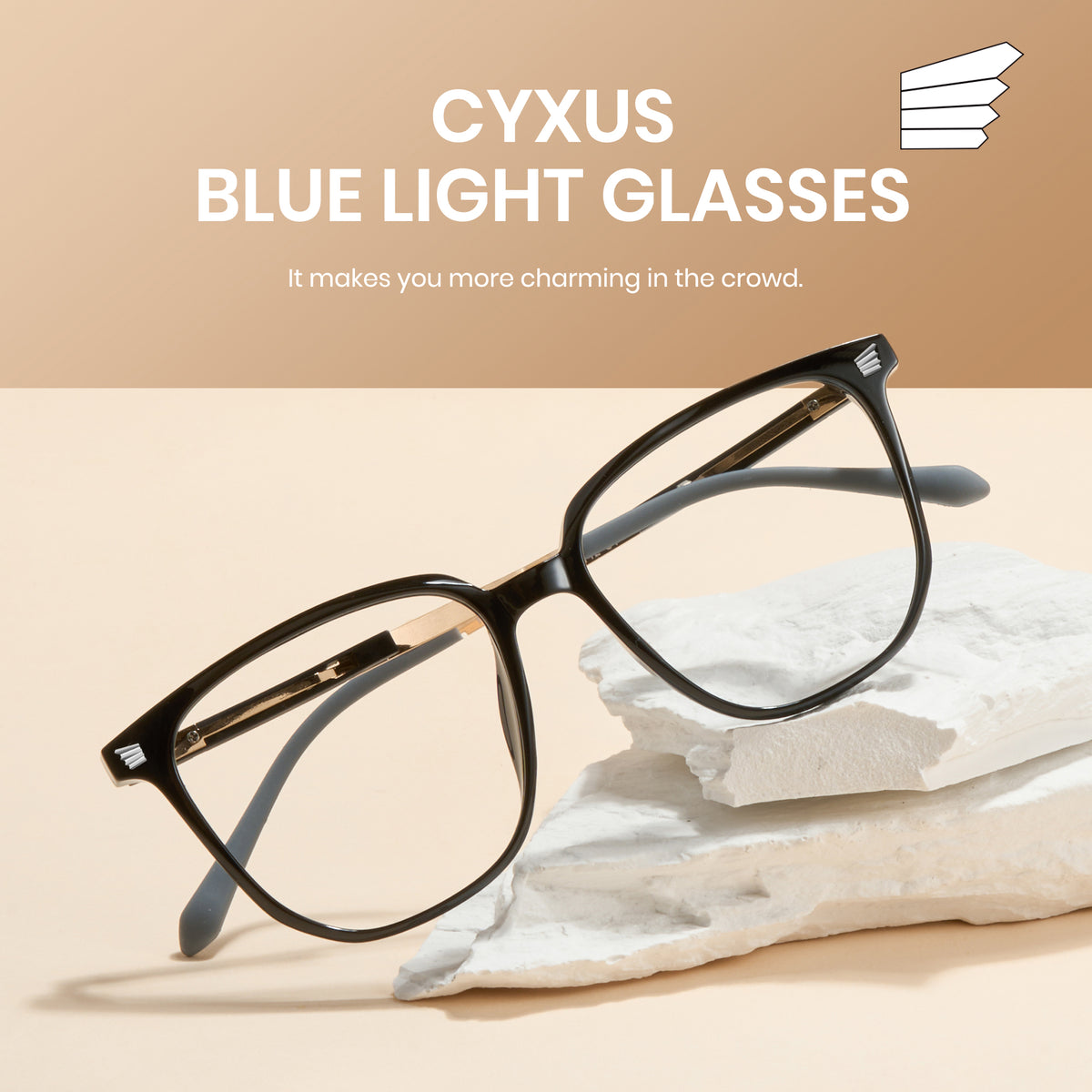 Cyxus خفيفة الوزن الأزرق ضوء الحظر نظارات المعادن TR90 مستطيل مع حماية مضادة للوهج للعين للنساء والرجال 8159T01 الجناح