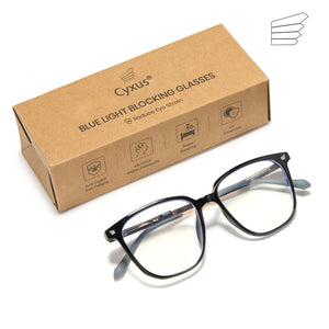 Cyxus خفيفة الوزن الأزرق ضوء الحظر نظارات المعادن TR90 مستطيل مع حماية مضادة للوهج للعين للنساء والرجال 8159T01 الجناح