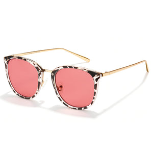 blue light blocking sleep glasses, bean frame pink AC lens, gold metal temples