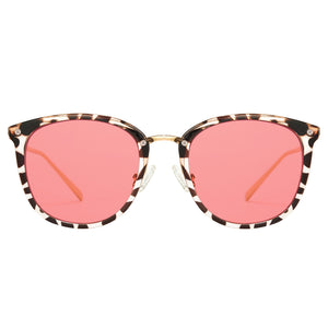 Bean pattern pink lens sleep glasses with gold metal frame, anti-blue light for better rest