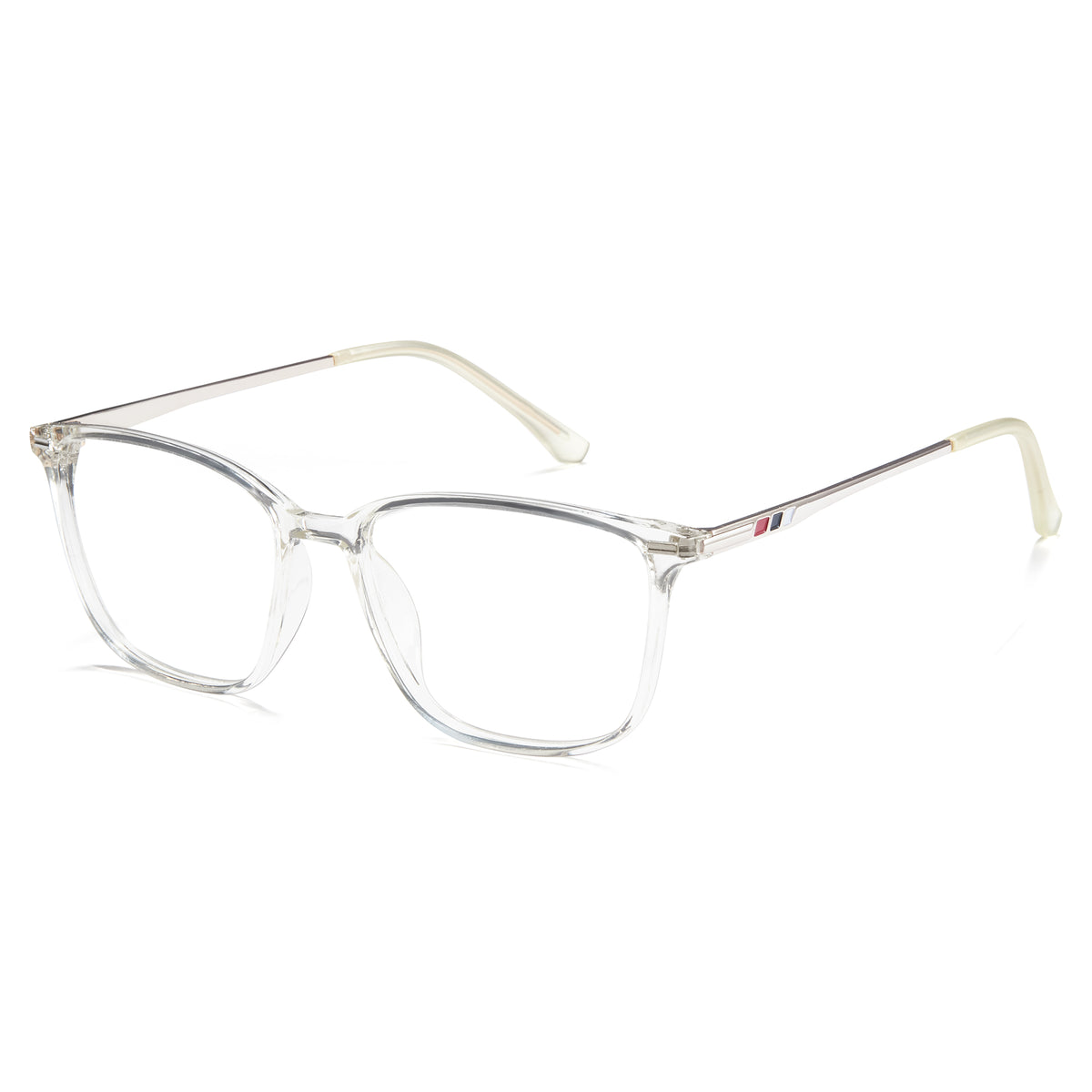 Clear eyeglasses on a white background