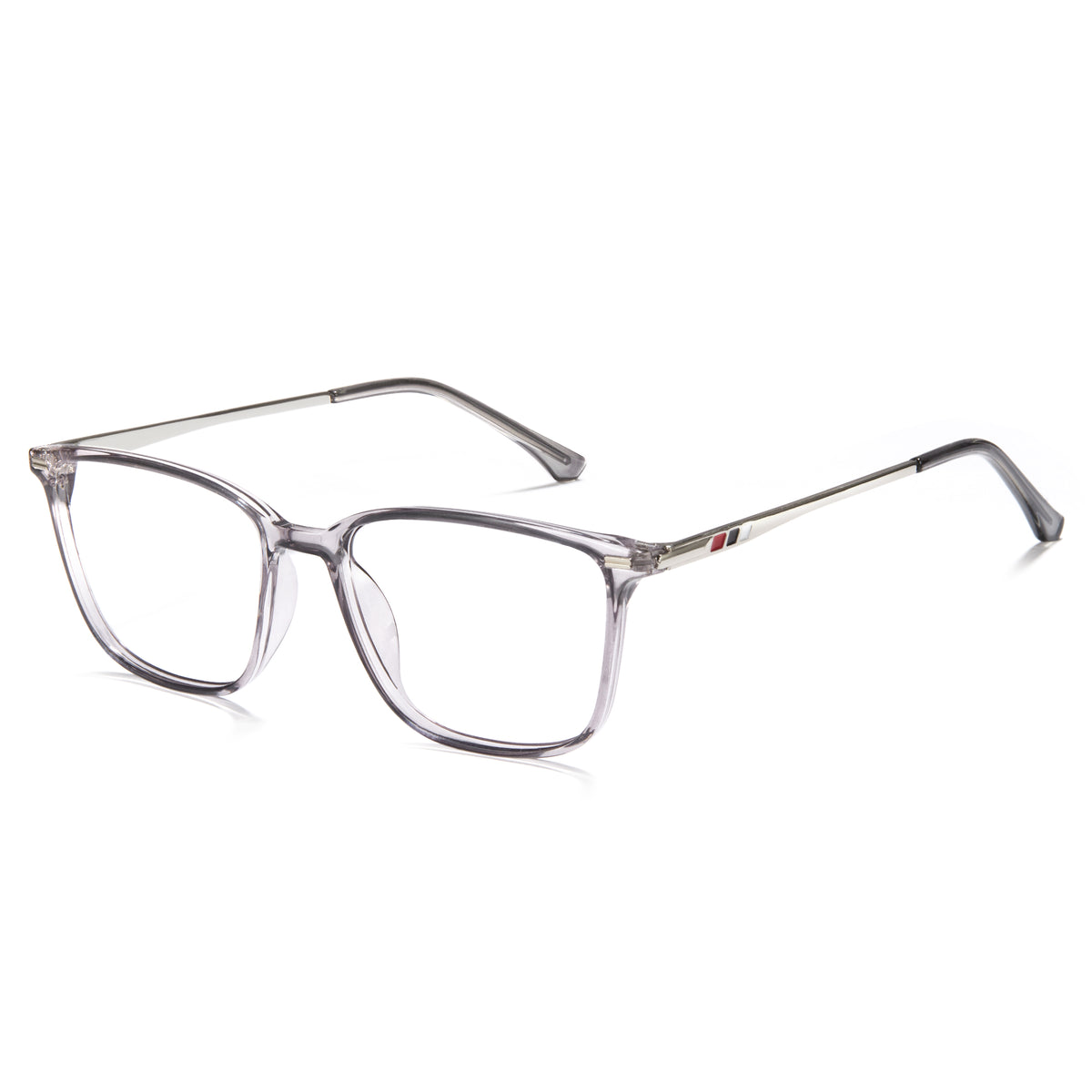 Clear eyeglasses on a white background