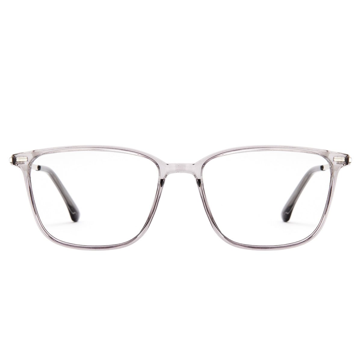 Clear eyeglasses on a white background