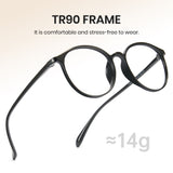 Cyxus Black eyeglasses 8219 with TR90 frame on a light beige background