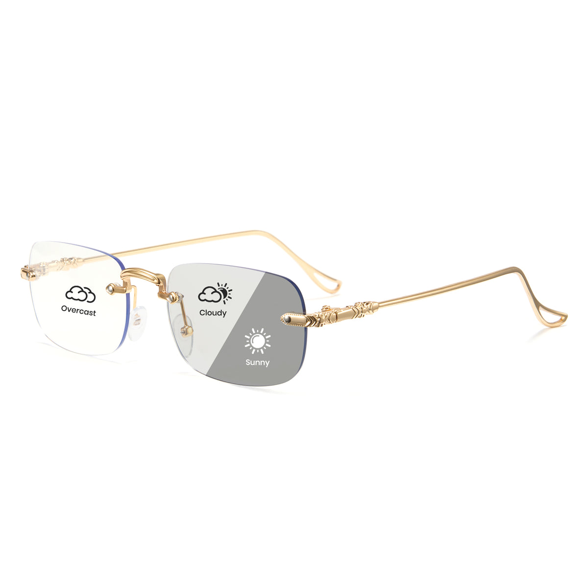 Cyxus Rimless UV400 Protection Metal Photochromic Glasses 8222 Main image