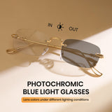 Cyxus Rimless UV400 Protection Metal Photochromic Glasses 8222