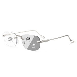Cyxus Rimless UV400 Protection Metal Photochromic Glasses 8222