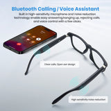 Cyxus Smart glasses 8284 with Bluetooth calling and voice assistant features on a light gray background