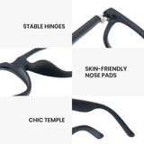 Cyxus smart glasses with highlighted features on a white background