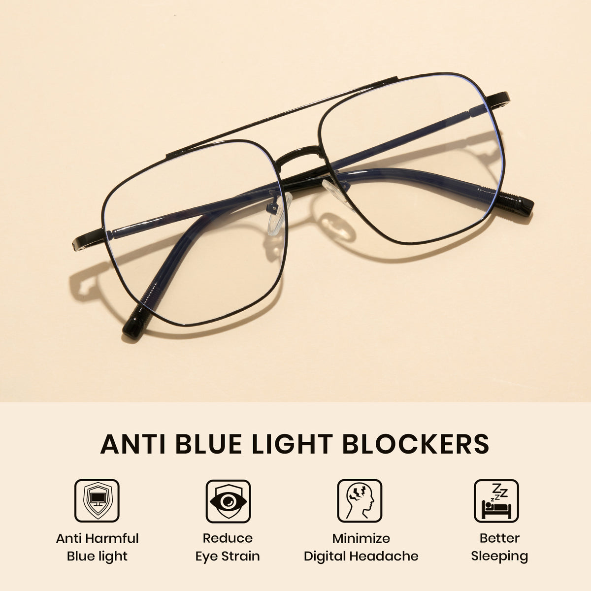 Cyxus TR90 Double Bridge Aviator Computer Glasses 8299