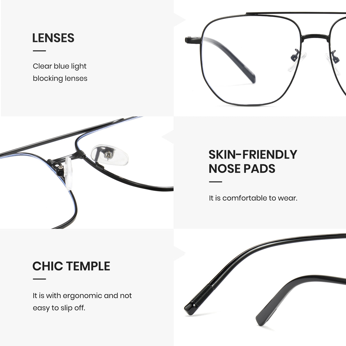 Cyxus TR90 Double Bridge Aviator Computer Glasses 8299