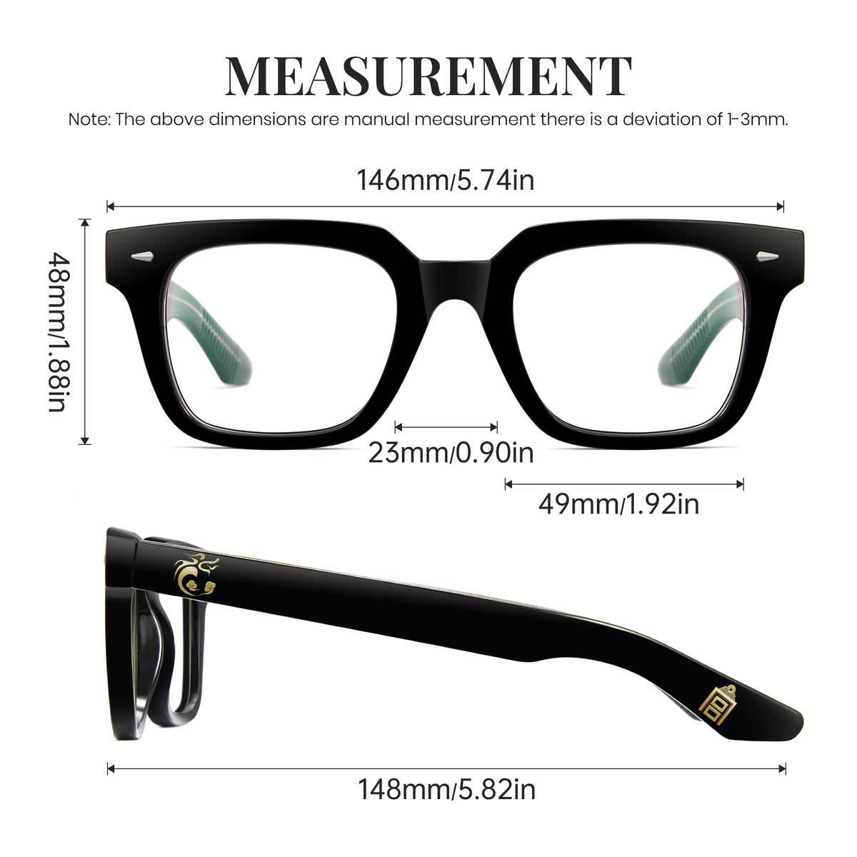 Square Frame Palace Museum Glasses 8345