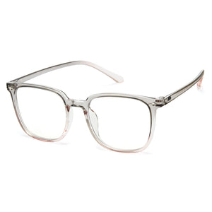 Close-up of TR90 frame and clear anti-blue light AC lens, large square unisex computer glasses