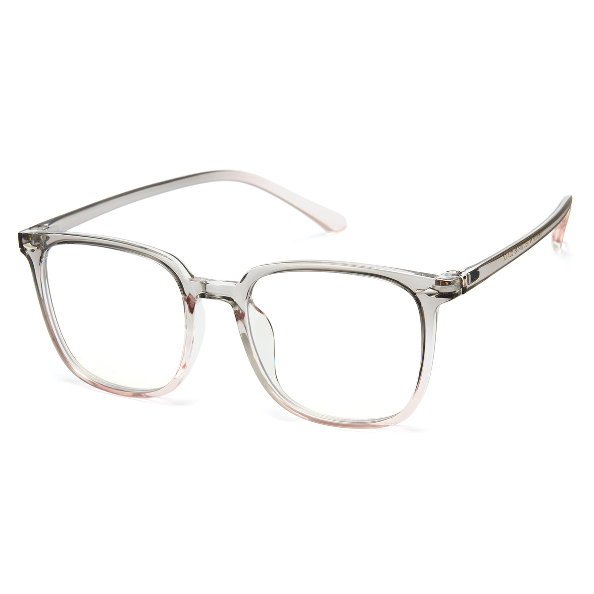 Close-up of TR90 frame and clear anti-blue light AC lens, large square unisex computer glasses