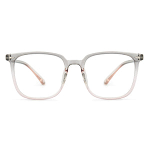 Large square anti-blue light glasses, TR90 lightweight frame, clear lens, 4 colors (black, olive, dark tea, trans grey)