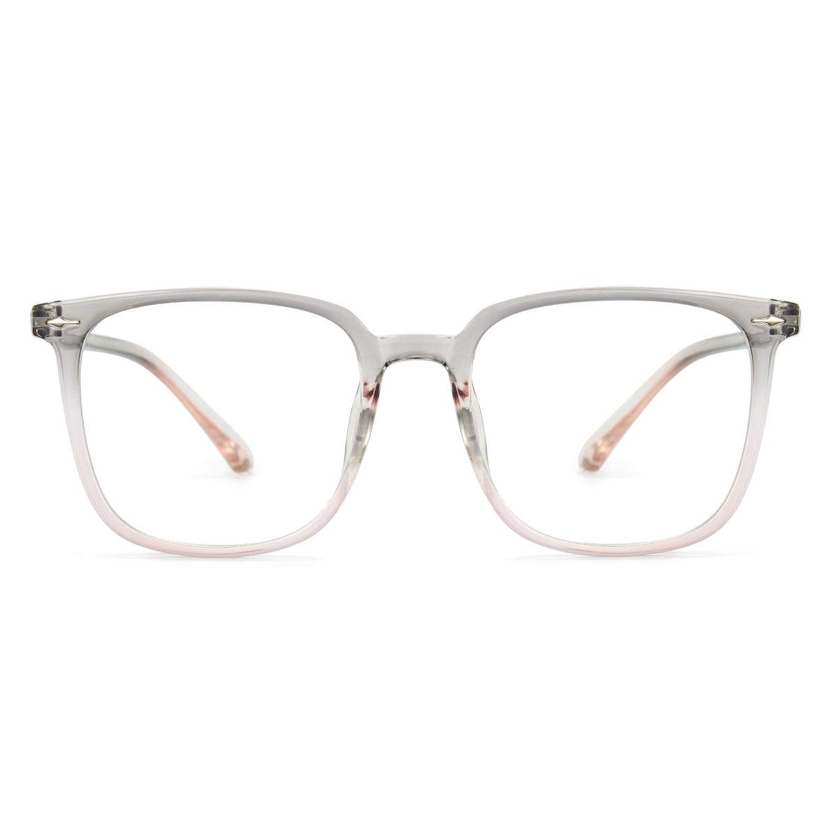 Large square anti-blue light glasses, TR90 lightweight frame, clear lens, 4 colors (black, olive, dark tea, trans grey)