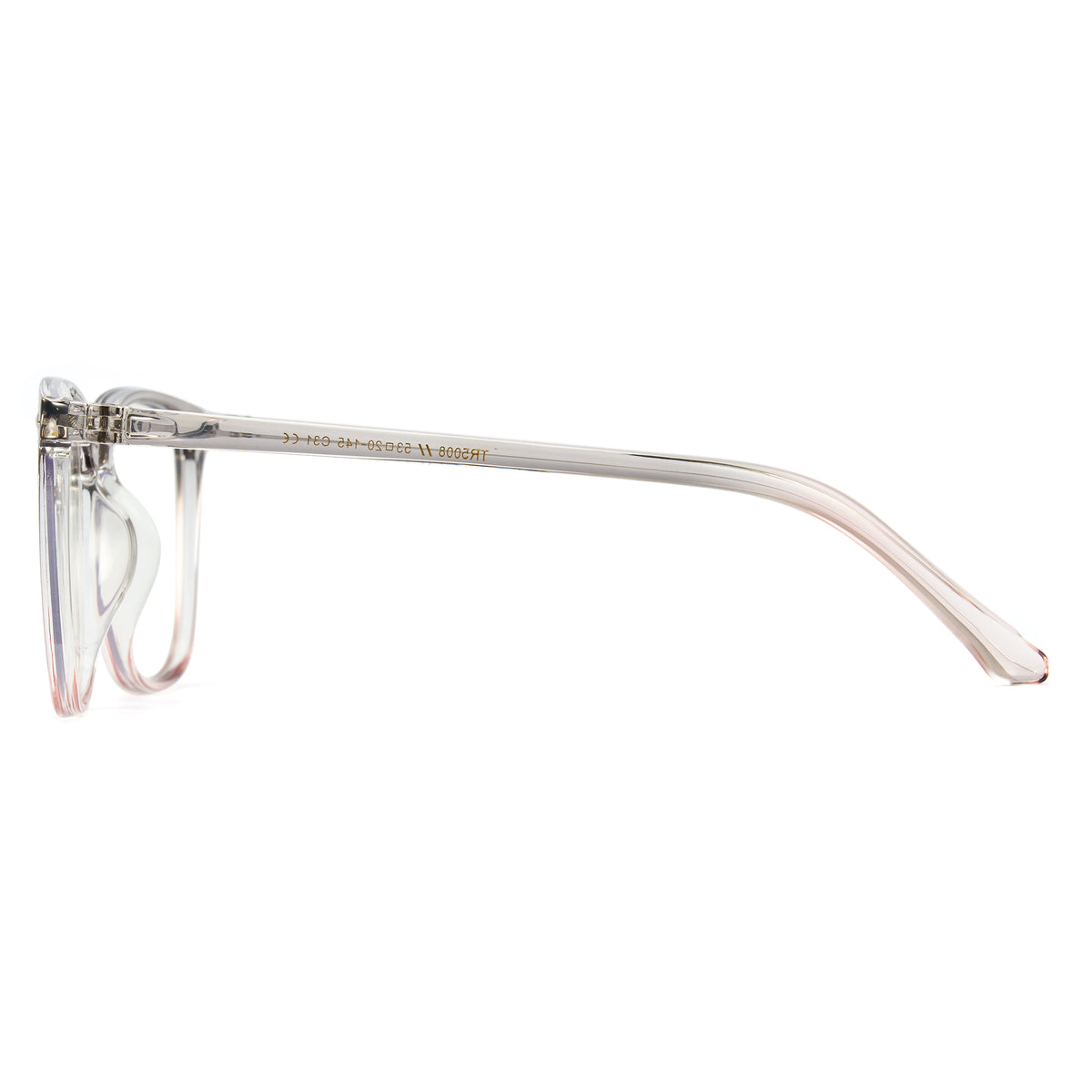 Close-up of TR90 frame and clear anti-blue light AC lens, large square unisex computer glasses