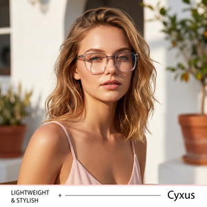 Wearing oversized square anti-blue light glasses lightweight TR90 frame