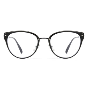 Black cat-eye glasses on a white background