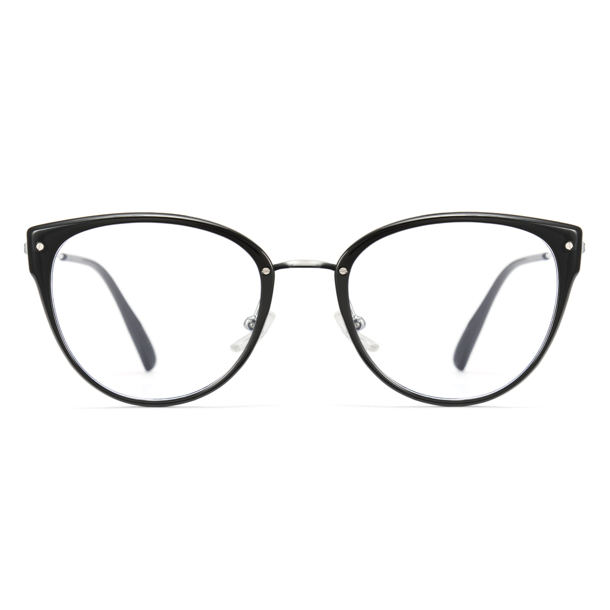 Black cat-eye glasses on a white background