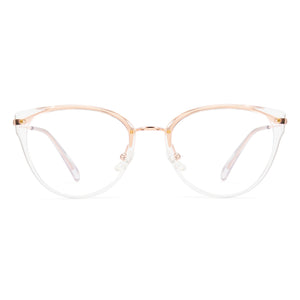 Gold-framed eyeglasses on a white background